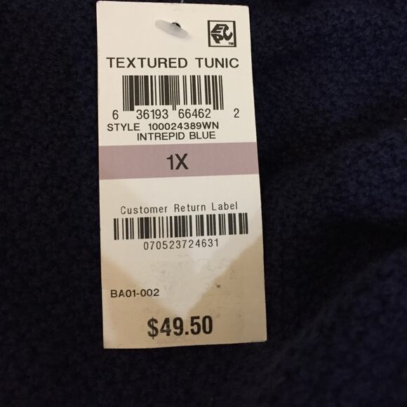 Karen Scott V Neck Textured Tunic Sweater-1X - Picture 2 of 2